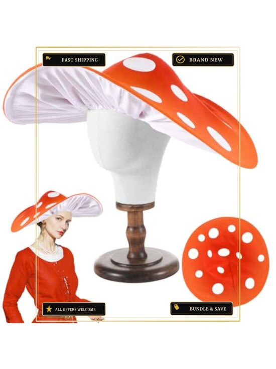 Accessories - Mushroom Hat Costume 20 Inch Felt Polyester Oversized Cosplay Accessory